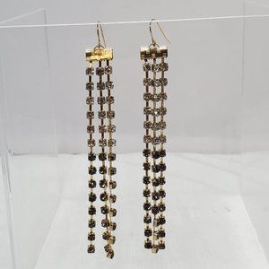 Bijou Drive gold rhinestone dangle fish hook earrings